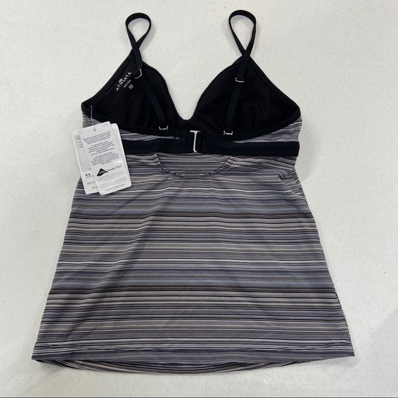 Athleta Veracruz Stripe Gray Black XS Tankini Top - Picture 4 of 5